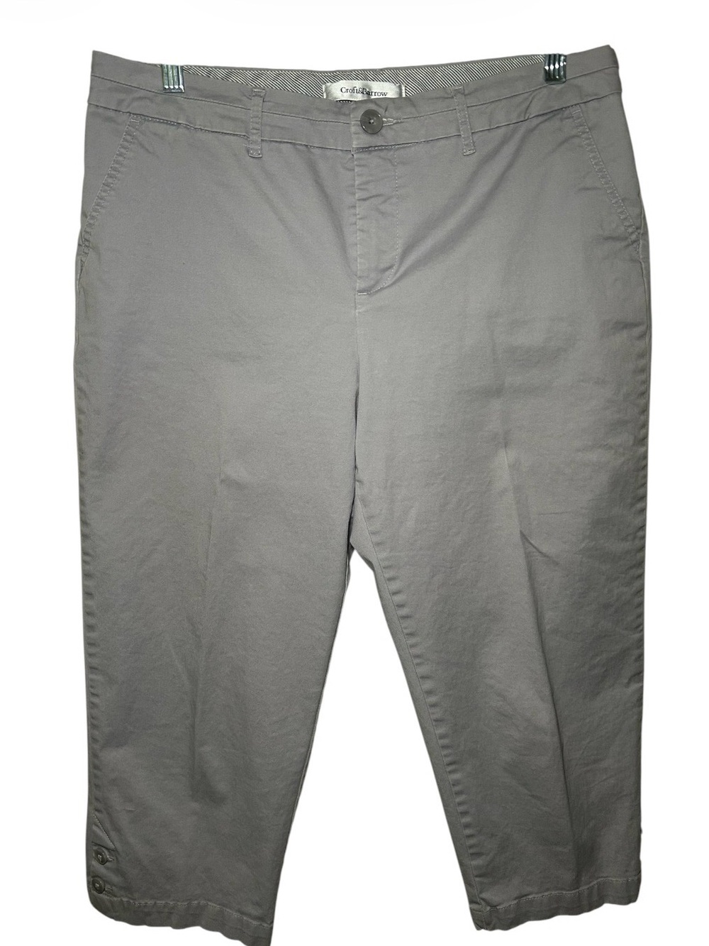 Croft and Barrowed Gray Cropped Chino Pants Womens 12 Stretch Cotton Comfort